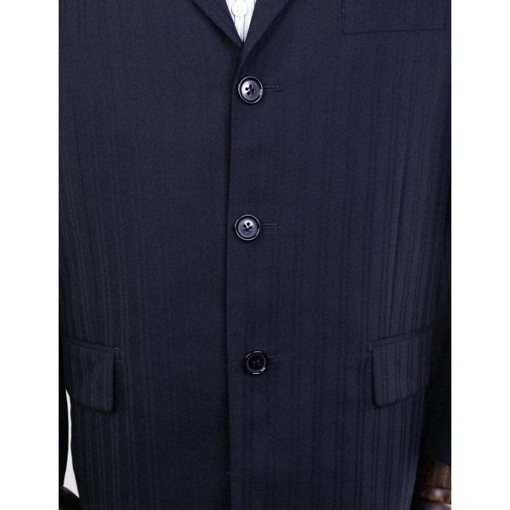 Mantoni Super 140s Mens 40s Wool Blue Striped Blazer Jacket 3 button EUC - Picture 7 of 13